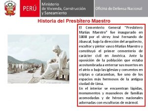Historia del Presbtero Maestro El Cementerio General Presbtero