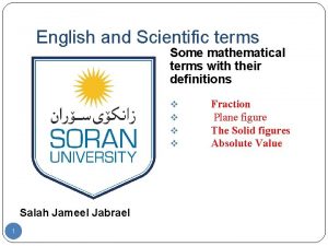 English and Scientific terms Some mathematical terms with