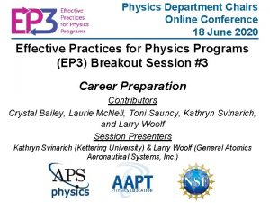 Physics Department Chairs Online Conference 18 June 2020