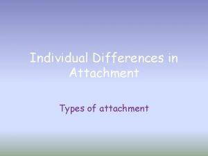 Individual Differences in Attachment Types of attachment Mary