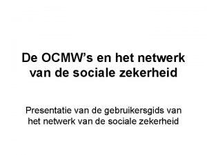 De OCMWs en het netwerk van de sociale
