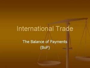 International Trade The Balance of Payments Bo P