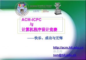 ICPC International Collegiate Programming Contest http icpc baylor