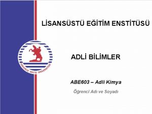 LSANSST ETM ENSTTS ADL BLMLER ABE 603 Adli