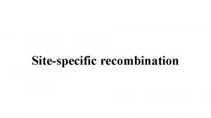 Sitespecific recombination Sitespecific recombination occurs at a specific