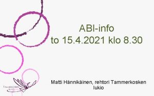 ABIinfo to 15 4 2021 klo 8 30