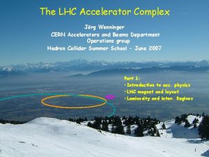 The LHC Accelerator Complex Jrg Wenninger CERN Accelerators