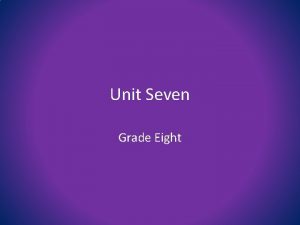 Unit Seven Grade Eight 1 acme n the