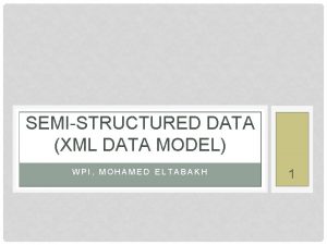 SEMISTRUCTURED DATA XML DATA MODEL WPI MOHAMED ELTABAKH