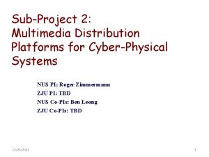 SubProject 2 Multimedia Distribution Platforms for CyberPhysical Systems