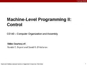 Carnegie Mellon MachineLevel Programming II Control CS 140