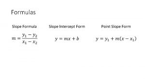 Formulas Slope Formula Slope Intercept Form Point Slope