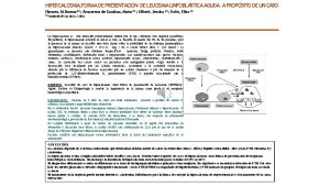 HIPERCALCEMIA FORMA DE PRESENTACIN DE LEUCEMIA LINFOBLSTICA AGUDA