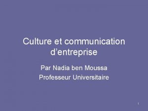 Culture et communication dentreprise Par Nadia ben Moussa