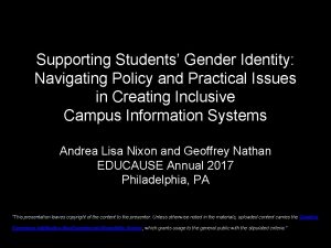 Supporting Students Gender Identity Navigating Policy and Practical