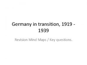 Germany in transition 1919 1939 Revision Mind Maps