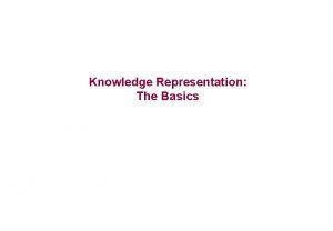 Knowledge Representation The Basics Basic Knowledgebased system architecture