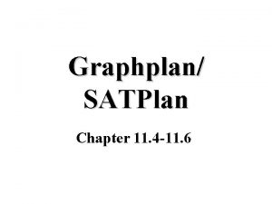 Graphplan SATPlan Chapter 11 4 11 6 Graph