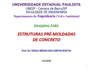 UNIVERSIDADE ESTADUAL PAULISTA UNESP Campus de BauruSP FACULDADE