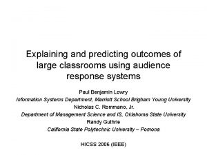 Explaining and predicting outcomes of large classrooms using