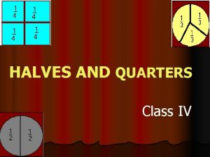 HALVES AND QUARTERS Class IV EqualUnequal parts a
