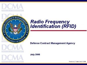 Radio Frequency Identification RFID Defense Contract Management Agency