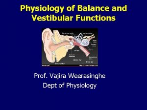 Physiology of Balance and Vestibular Functions Prof Vajira