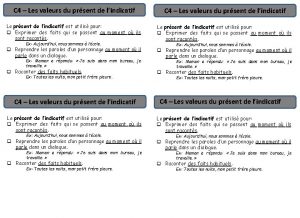 C 4 Les valeurs du prsent de lindicatif