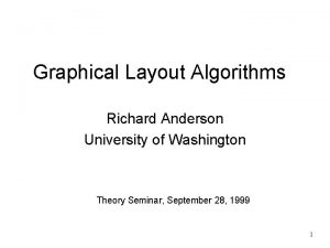 Graphical Layout Algorithms Richard Anderson University of Washington