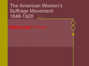 The American Womens Suffrage Movement 1848 1920 Right