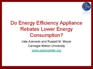 Do Energy Efficiency Appliance Rebates Lower Energy Consumption