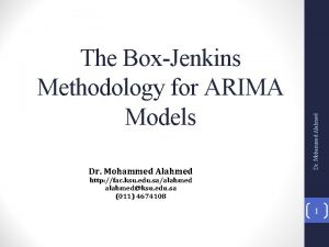 Dr Mohammed Alahmed The BoxJenkins Methodology for ARIMA