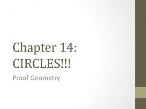 Chapter 14 CIRCLES Proof Geometry Definitions A circle