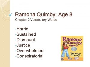 Ramona Quimby Age 8 Chapter 2 Vocabulary Words