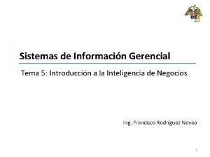 Sistemas de Informacin Gerencial Tema 5 Introduccin a