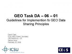 GEO Task DA 06 01 Guidelines for Implemention