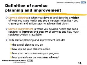 Definition of service planning and improvement Service planning