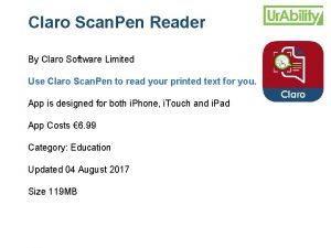 Claro Scan Pen Reader By Claro Software Limited