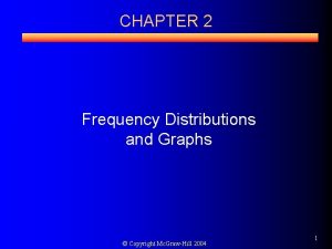 CHAPTER 2 Frequency Distributions and Graphs Copyright Mc