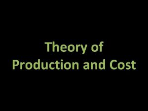 Theory of Production and Cost Economic cost total