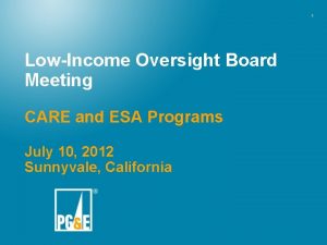 1 LowIncome Oversight Board Meeting CARE and ESA