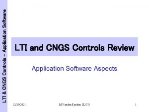 LTI CNGS Controls Application Software LTI and CNGS