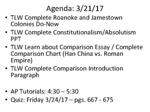 Agenda 32117 TLW Complete Roanoke and Jamestown Colonies