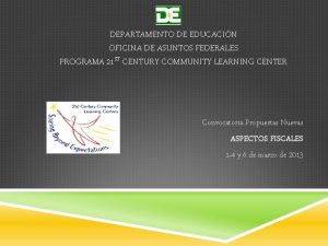 DEPARTAMENTO DE EDUCACIN OFICINA DE ASUNTOS FEDERALES PROGRAMA