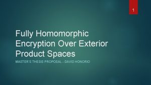 1 Fully Homomorphic Encryption Over Exterior Product Spaces