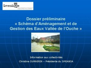 Dossier prliminaire Schma dAmnagement et de Gestion des