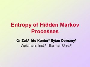 Entropy of Hidden Markov Processes Or Zuk 1