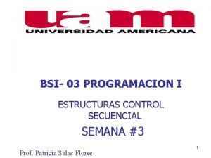 BSI 03 PROGRAMACION I ESTRUCTURAS CONTROL SECUENCIAL SEMANA