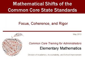 Mathematical Shifts of the Common Core State Standards