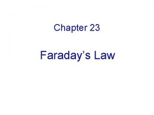Chapter 23 Faradays Law Faradays Law Faradays law